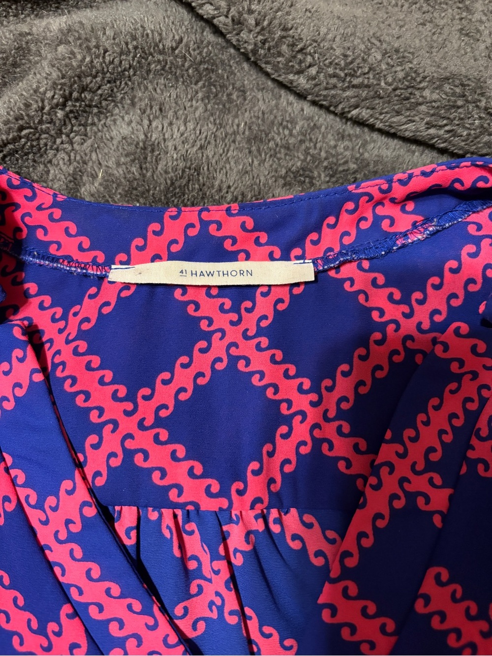 41 Hawthorn Navy and Pink Lattice Print Sleeveless Top - Picture 3 of 4
